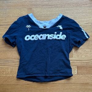 Ardene Navy and White Cropped Tee